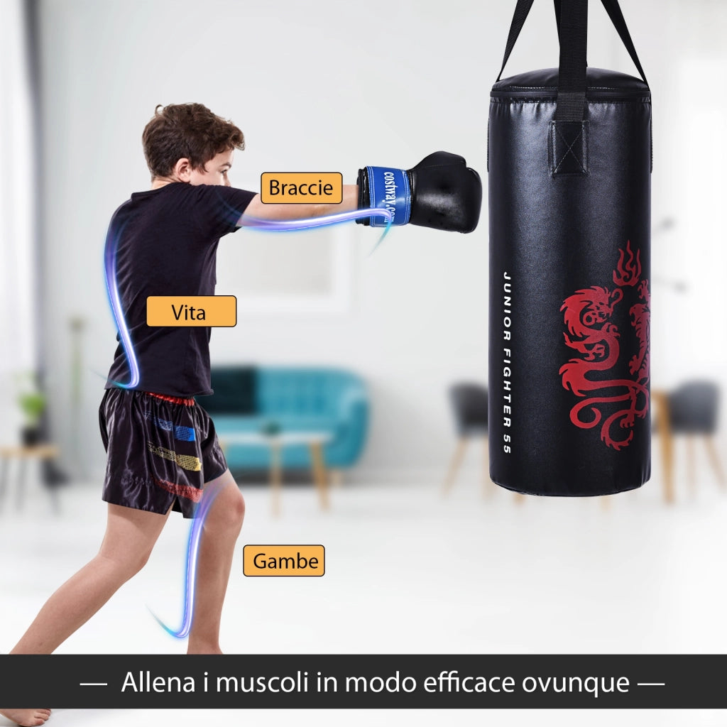 Set da boxe per bambini con sacco di sabbia, Set da boxe portatile per allenarsi migliorare la forza-Boxe