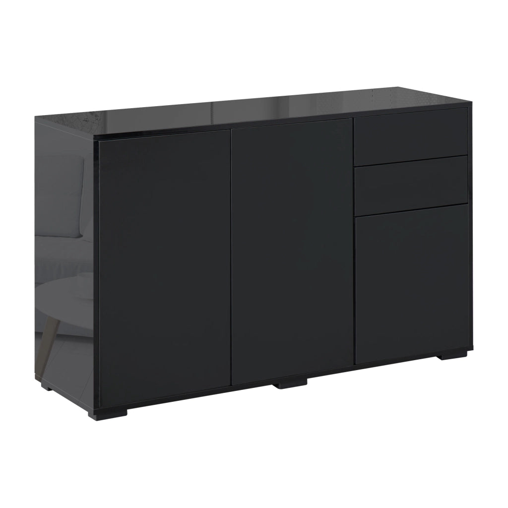 Armadio 3 Ante 2 Cassetti ¨C Zephmum ¨C 117x36x74 cm Nero