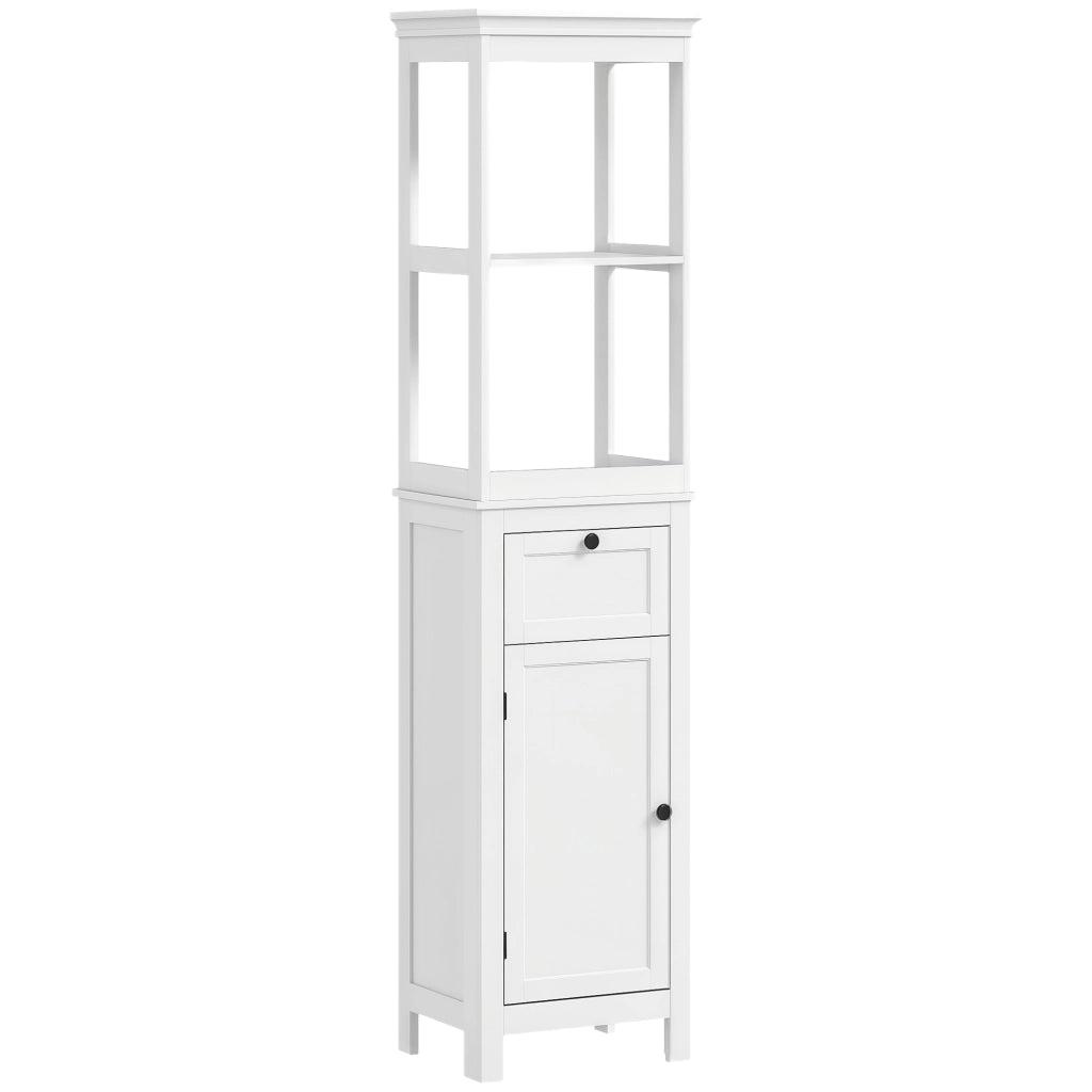 Mobile Bagno con Anta, Cassetto e Ripiano Regolabile ¨C Zephmum ¨C Bianco 40x30x165 cm