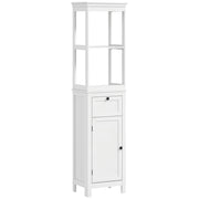 Mobile Bagno con Anta, Cassetto e Ripiano Regolabile ¨C Zephmum ¨C Bianco 40x30x165 cm