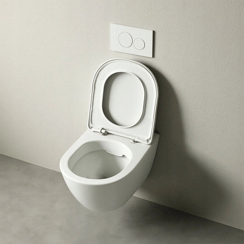 WC senza brida, sedile a chiusura rallentata, duroplast, scarico a vortice, 49 cm