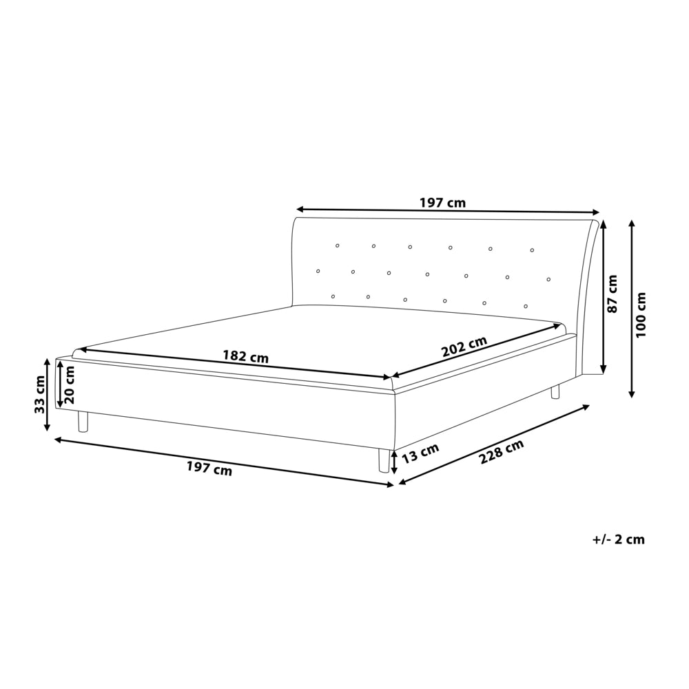 Letto a doghe Tessuto in poliestere grigio Gambe in legno imbottite Testiera capitonné 180 x 200 cm Design moderno