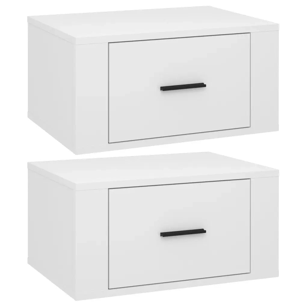 Comodini a Muro 2 pz-Set di 2 Tavolino da notte Bianco Lucido 50x36x25 cm