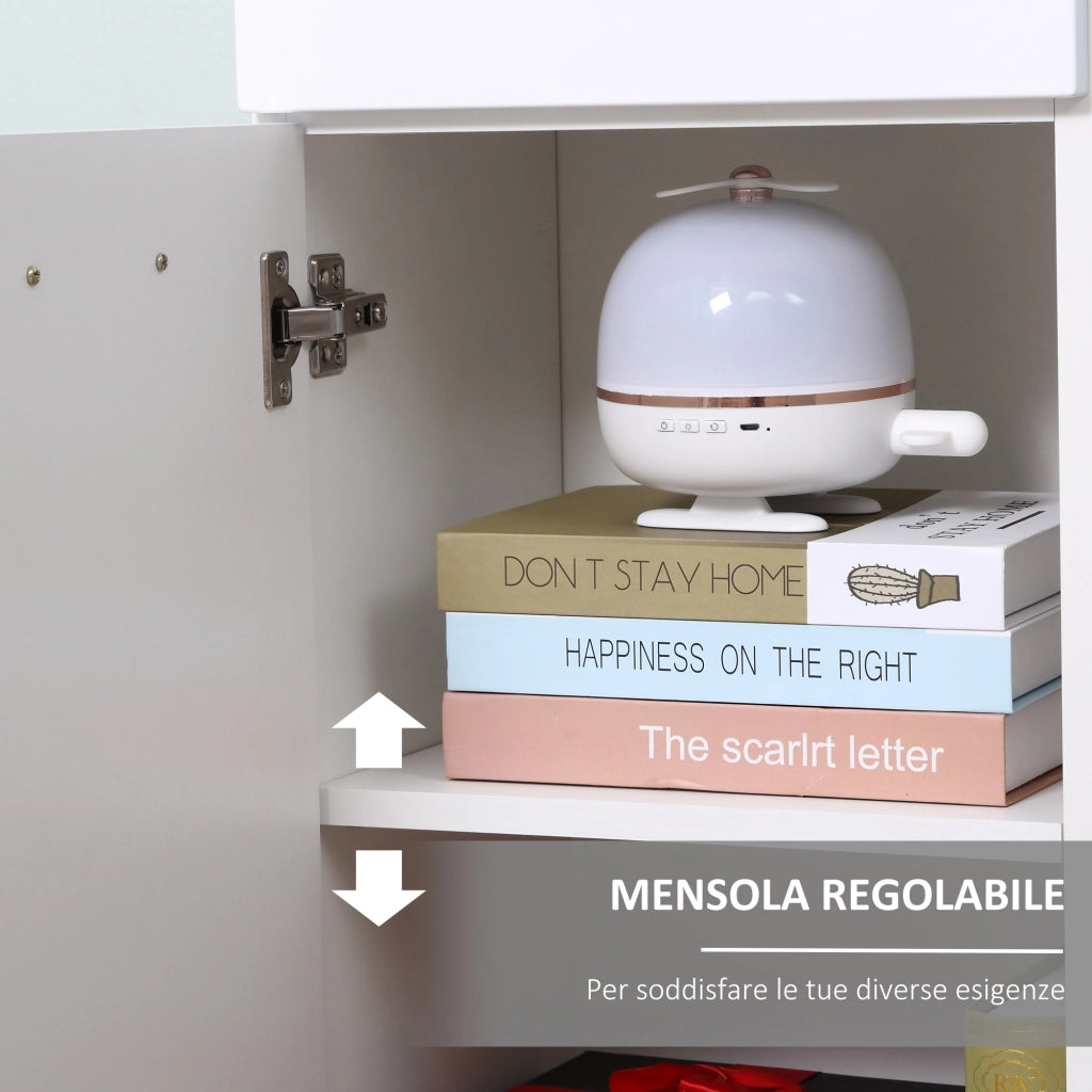 Mobile Bagno in Legno con Cassetto e Armadietto ¨C zephmum ¨C Bianco 35x30x77.5cm