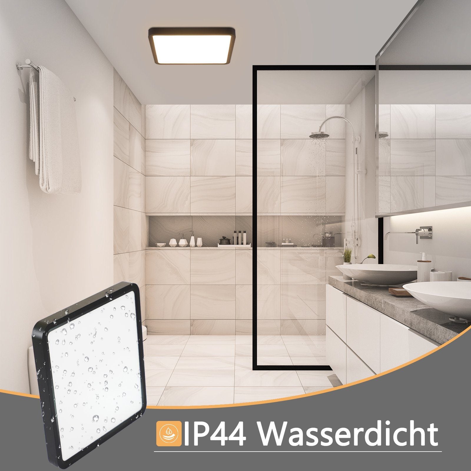 ZMH Lampada da soffitto plafoniera LED nera 23W 23cm bianco caldo per camera letto