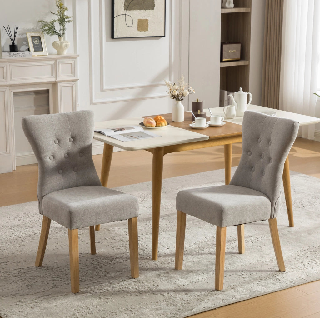 Sedia da pranzo 98x38x47.5 cm con schienale alto e montaggio semplice in chenille grigio