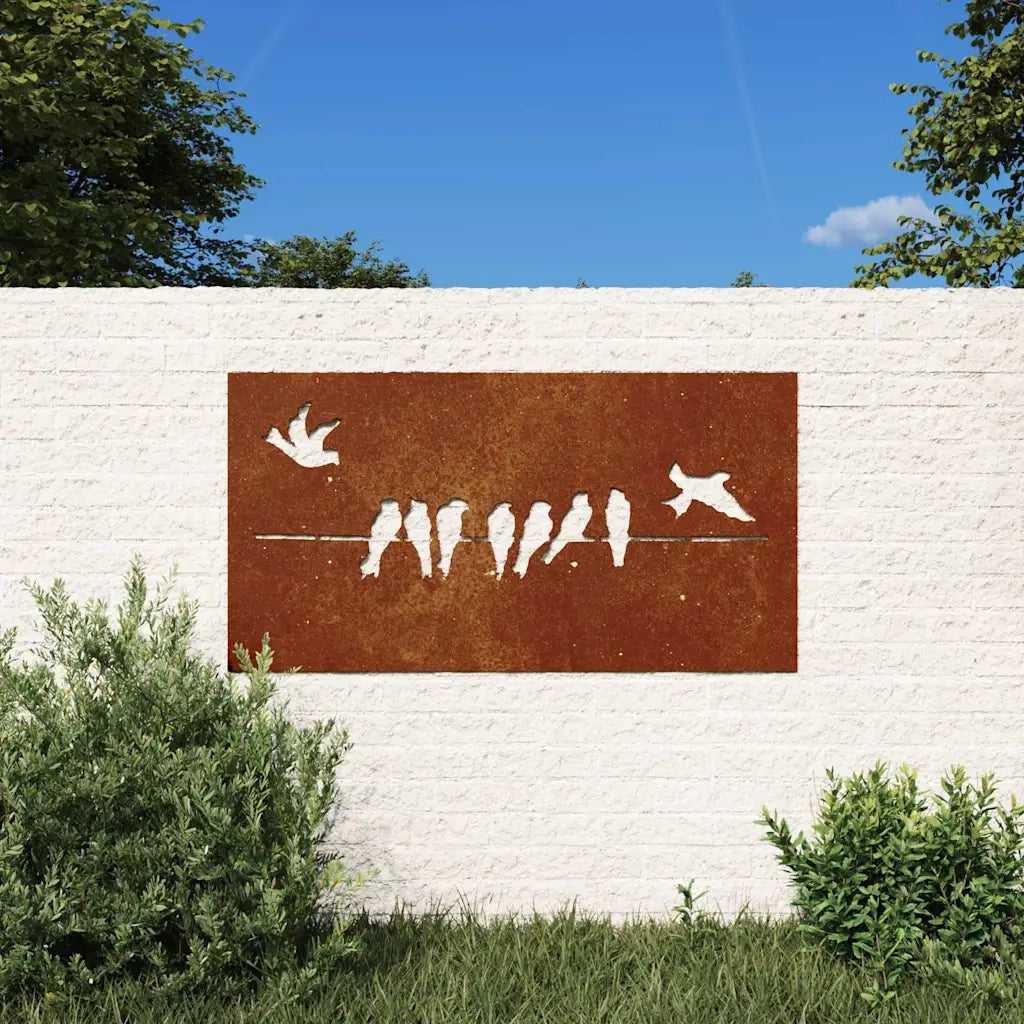 Decorazione Muro da Giardino 105x55 cm Uccello Acciaio Corten 824496
