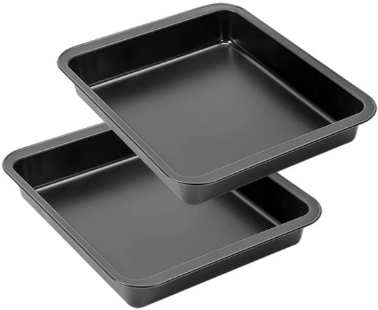 Set di due forme a quadrato per torte da 22 cm - Koolstofstaal - Anti-aanbaklaag - Ideale per torte e tortelli - Set di 2 pezzi