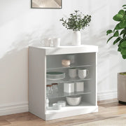 Credenza con Luci LED-Buffet-Armadio da cucina Bianca 60,5x37x67 cm