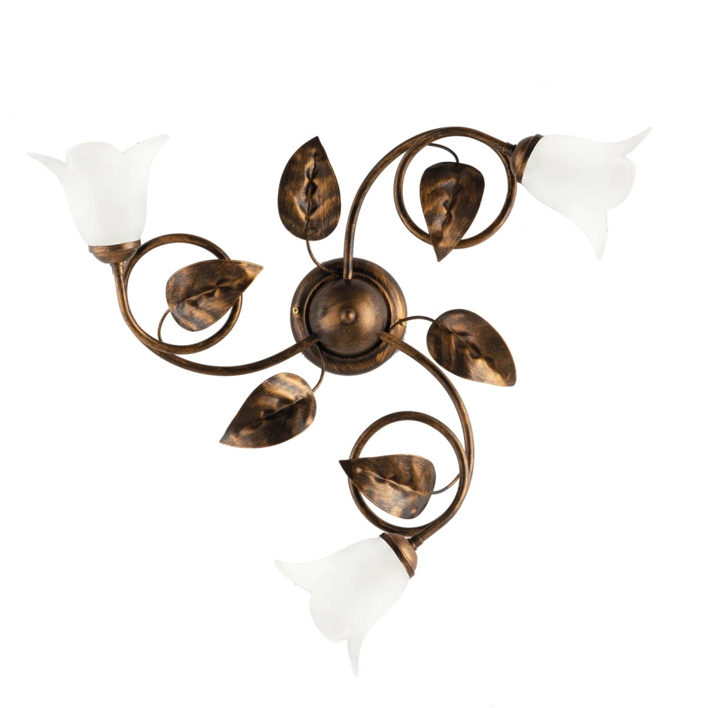Plafoniera Arte Povera Limone 3 Luci Marrone e Bianco LuceArt Classic
