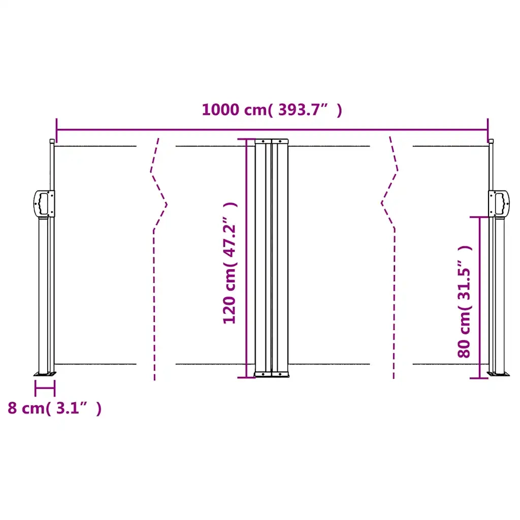 Tenda da Sole Laterale Retrattile Beige 120x1000 cm 4004705