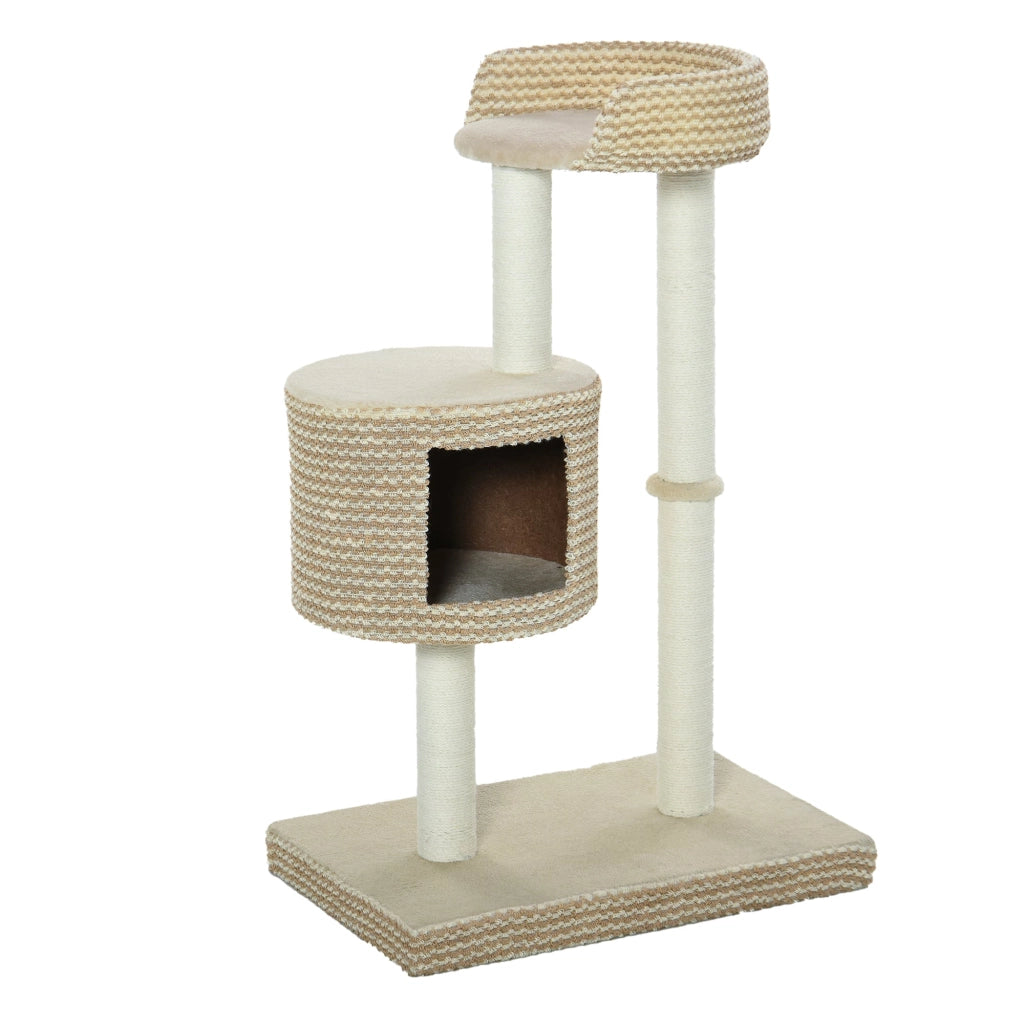 Albero Tiragraffi per Gatti 61x41x96 cm con Corda di Juta  Beige