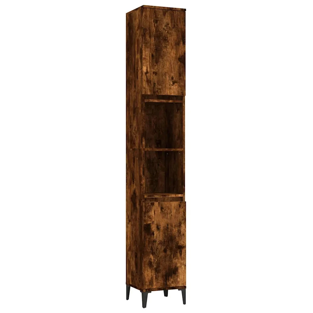 Set Mobili da Bagno 3 pz Rovere Fumo in Legno Multistrato 3185610