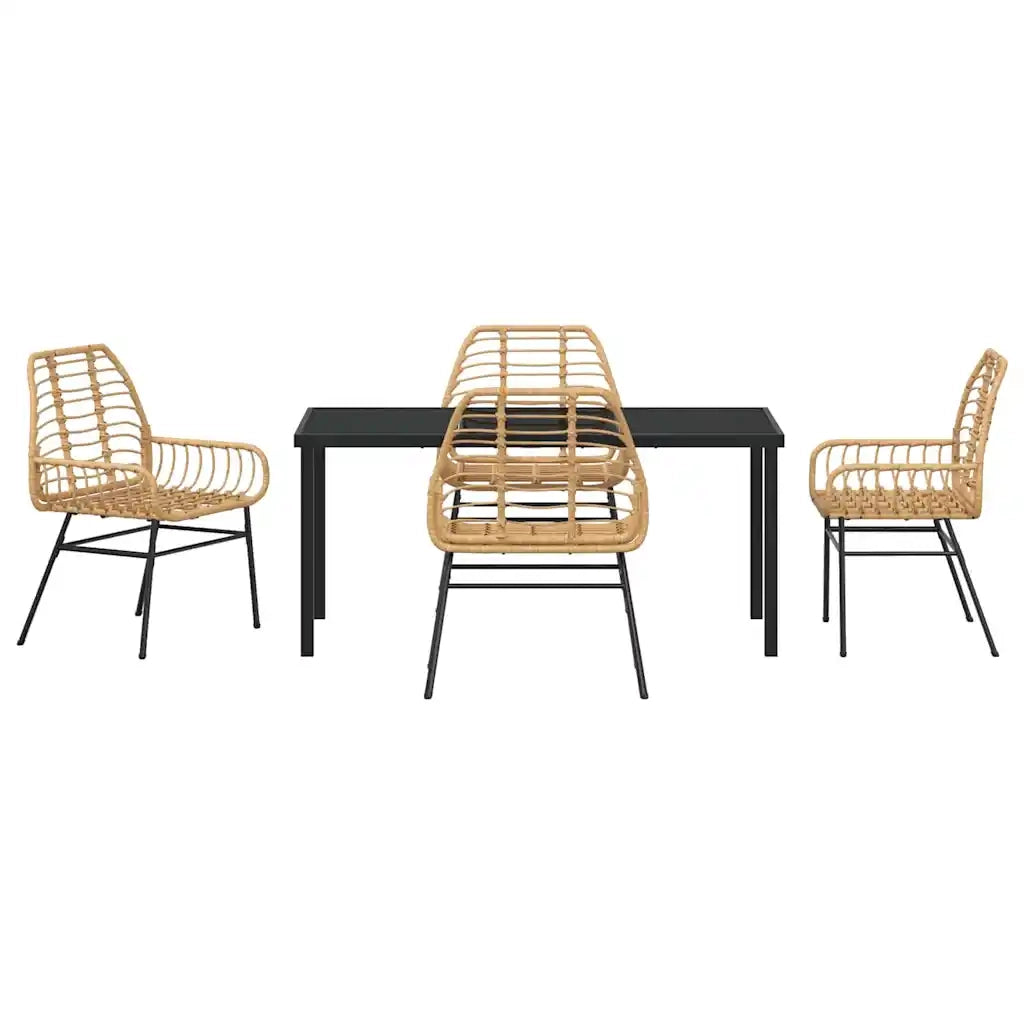 Set da Pranzo per Giardino 5 pcs Marrone polyrattan 3380851