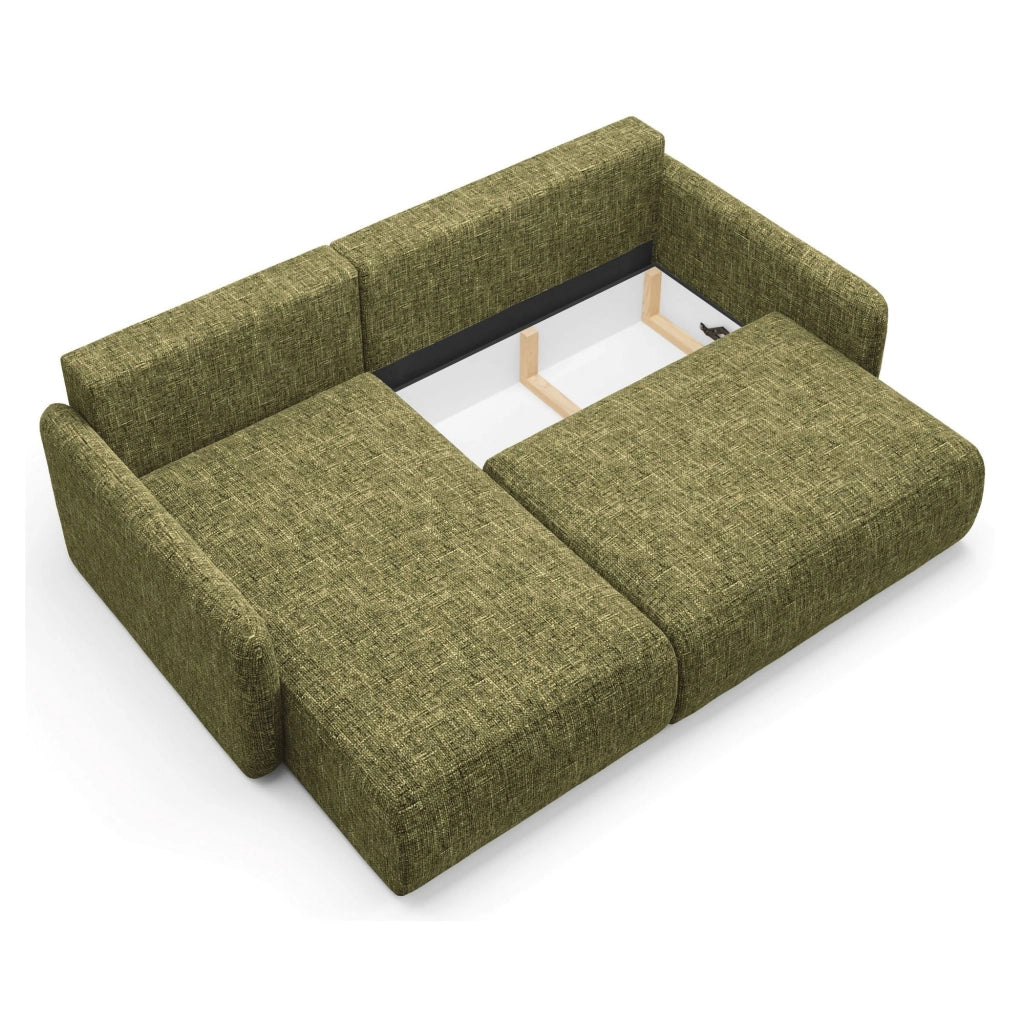 Pagno, Divano Letto con Penisola Contenitore, 207x148 cm Verde Oliva