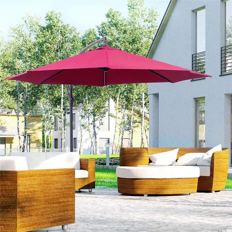 OMBRELLONE DECENTRATO DA GIARDINO IN METALLO E POLIESTERE 3 X 2.6 M BORDEAUX