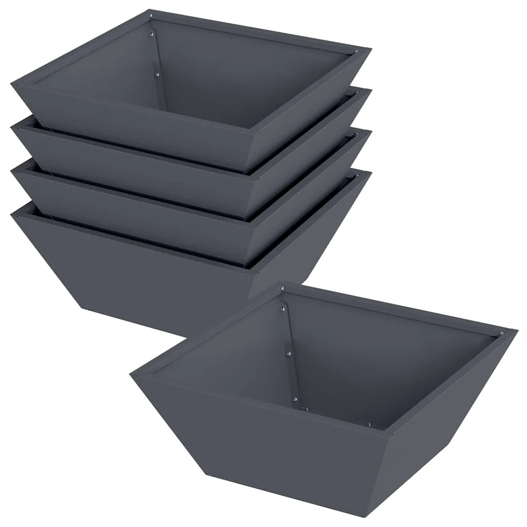 Fioriere | Cassetta per fiori | Vaso da giardino 5 pz Antracite 40 x 40 x 15 cm