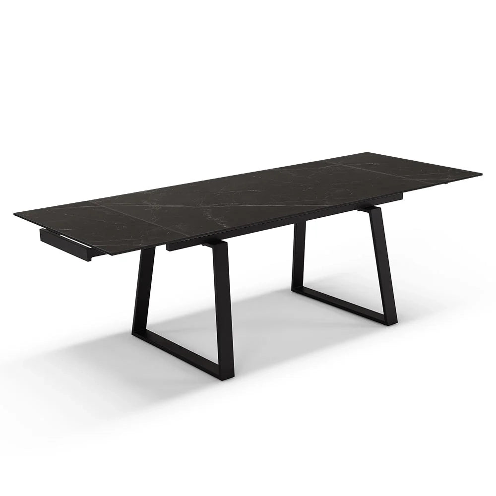 Tavolo allungabile da pranzo Pietra Nera 160x90 modello ATLAS fino a 240 CM per sala da pranzo, cucina e soggiorno, design moderno con top in grès ceramico