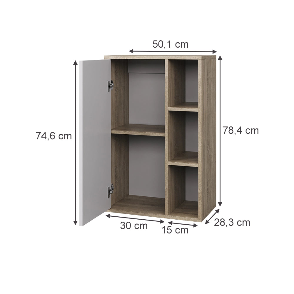 Vicco Libreria da parete Sonoma/Bianco 50.1 x 78.4 cm con 2 scomparti chiusi