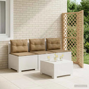 Divano da esterno-Divano da Giardino 3 posti con cuscini in look rattan PP Bianco 291744