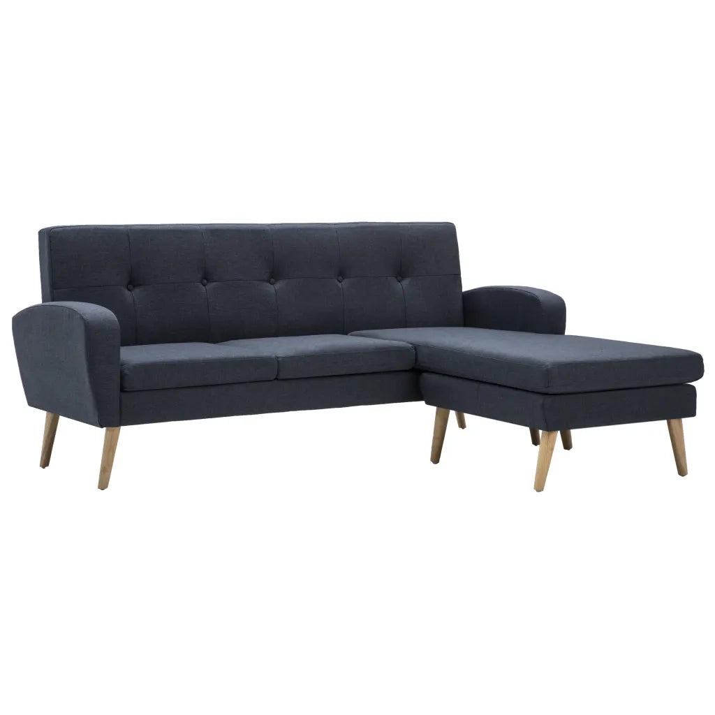 Divano a L Imbottito in Tessuto 186x136x79 cm Grigio Scuro cod mxl 19138