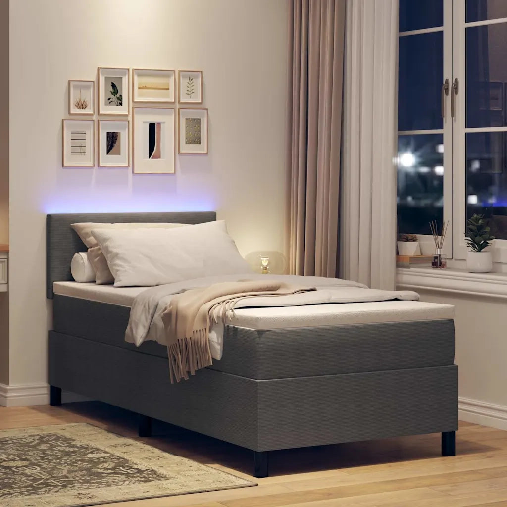 Letto a Sorgente LED Grigio chiaro e bianco 100 x 200 cm 3337587