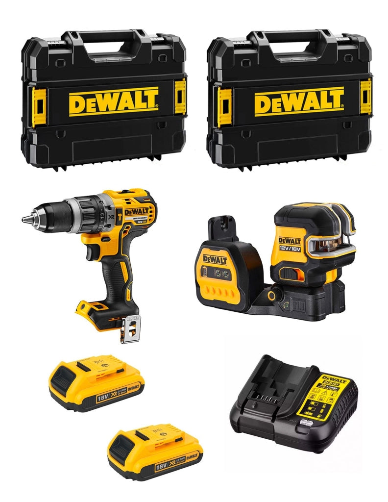 DeWALT Kit MTPROF01 (DCD796 + DCE088NG18 + 2 x 2,0 Ah + DCB107 + 2 x TSTAK II)