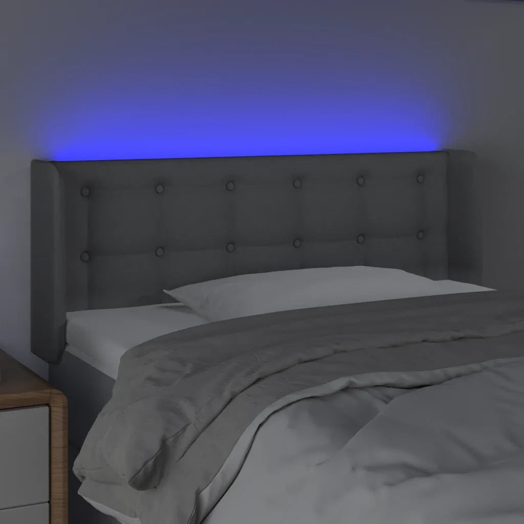 Testiera Grigio Chiaro a LED 103x16x78/88 cm in Tessuto