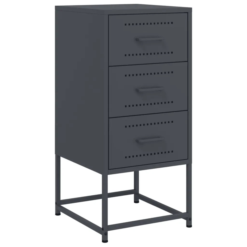Comodini 2 pz-Set di 2 Tavolino da notte Antracite 36x39x78 cm in Acciaio 450961