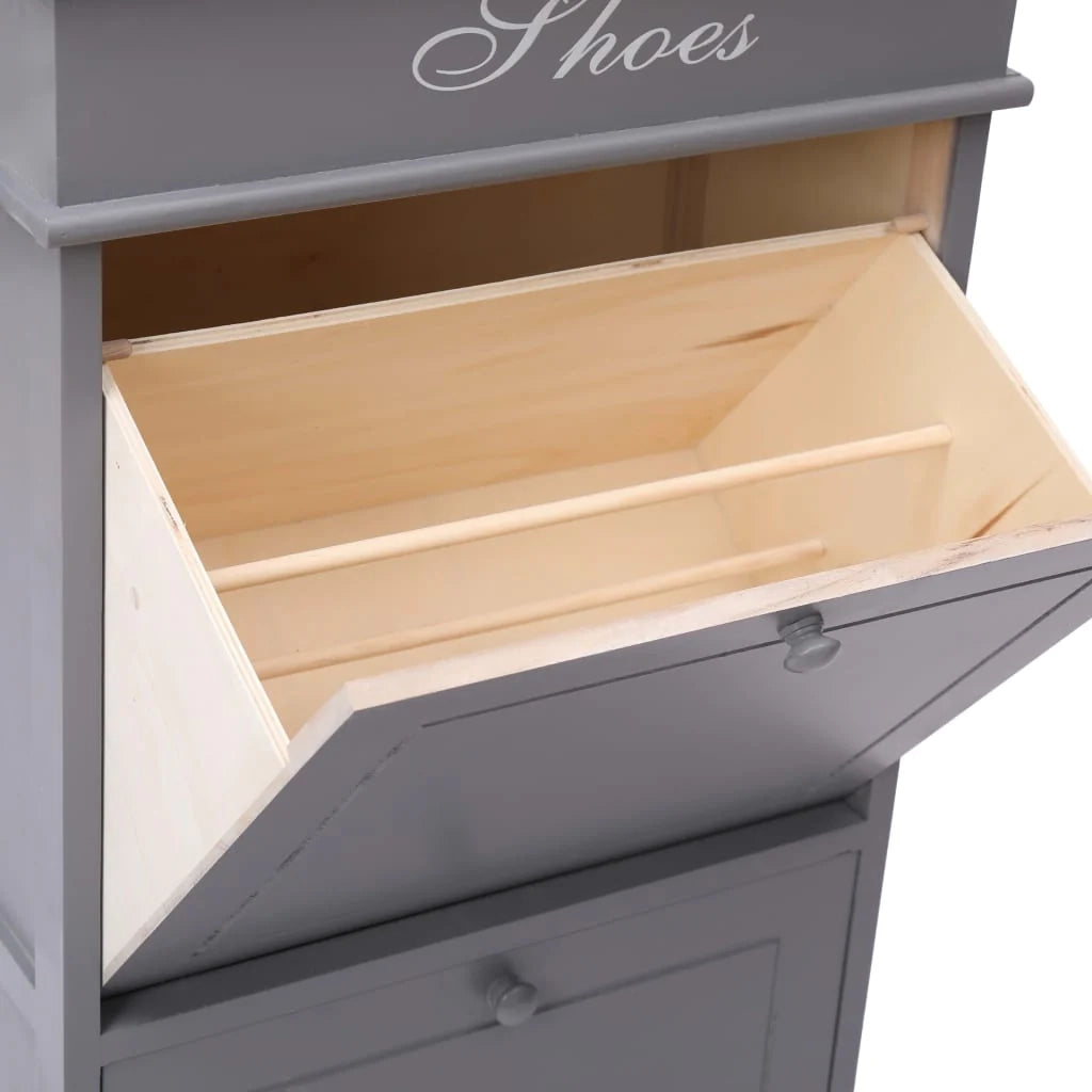 Scarpiera mobile contenitore per scarpe mobile per ingresso/corridoio/soggiorno 50 x 28 x 98 cm legno di Paulownia grigio 02_0021774