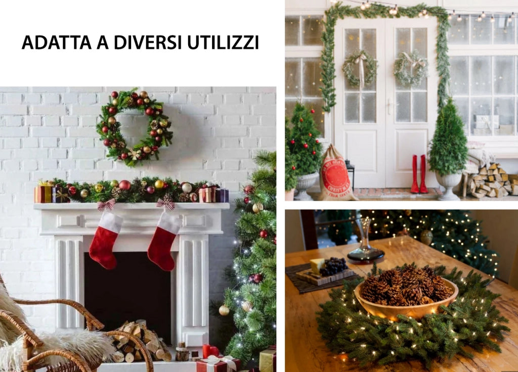 Festone Ghirlanda Natalizia Decorativa Innevata Entrata Natale Anterivo - 150 cm - Verde