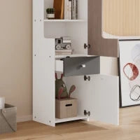 Libreria alta con ante a L e ampio spazio di archiviazione, 45 x 40 x 184 cm, Bianco