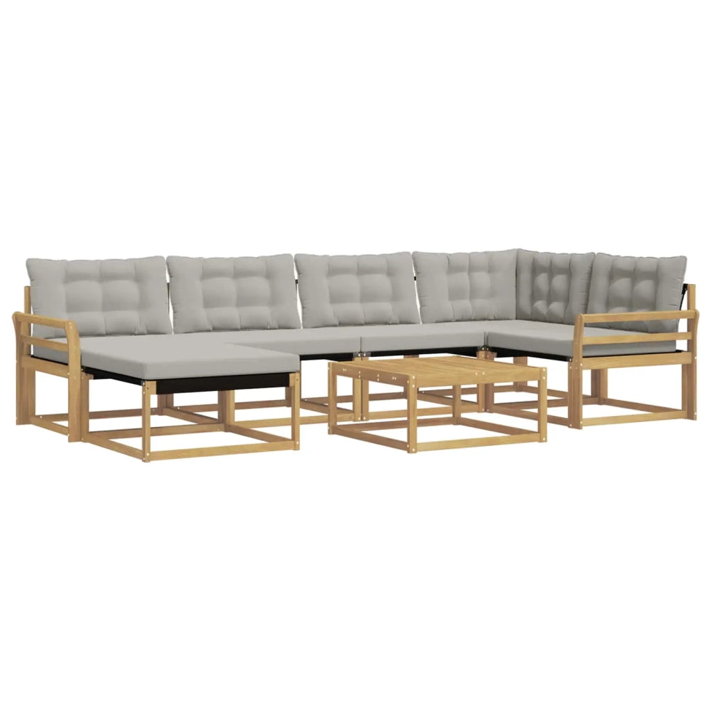 Set di divani da esterno 7 pcs Bianco e Grigio Chiaro