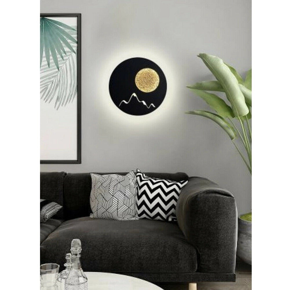 Trade Shop - Applique Da Parete Led Moderna Retroilluminato 16w Luce Bianca 6500k Lampada E48 - Nero