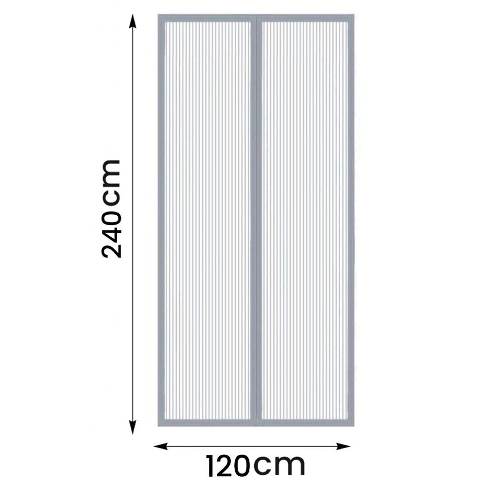 Trade Shop - Zanzariera Universale 120x240cm Grigia Chiusura Automatica Magnetica Porte Finestre 614334 -