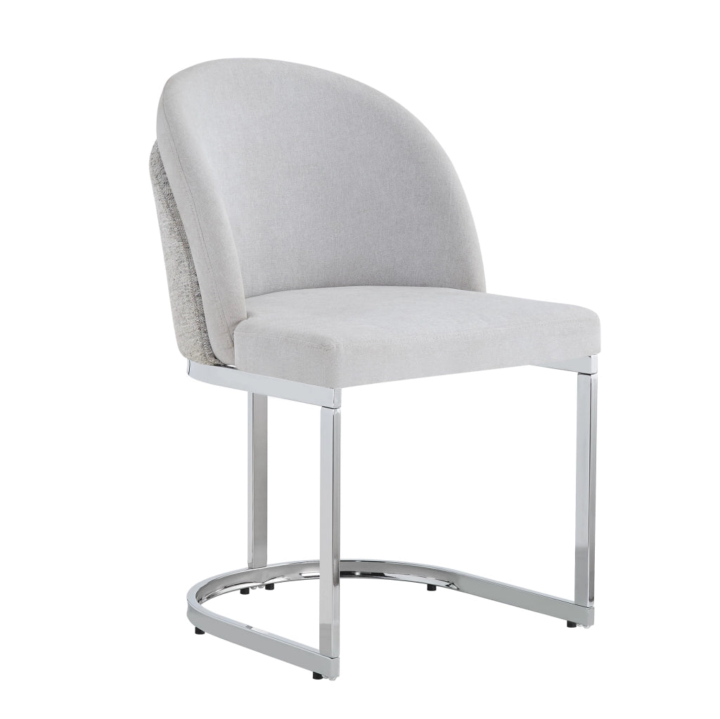 Set di 4 sedie da pranzo 59x52x85 cm con doppio schienale in chenille grigio e argento