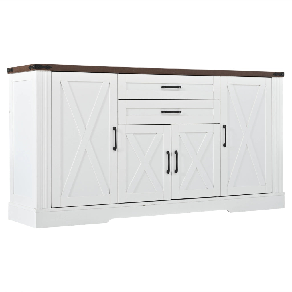 Consolle con 4 ante e 2 cassetti ¨C Minimal ¨C Bianco 160x39x81.5cm