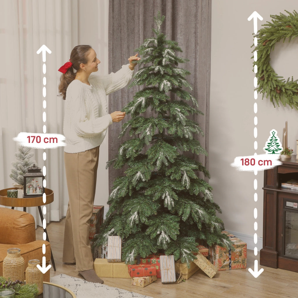 Albero di Natale Artificiale 180 cm ¨C zephmum ¨C Effetto Neve, Base in Acciaio Pieghevole