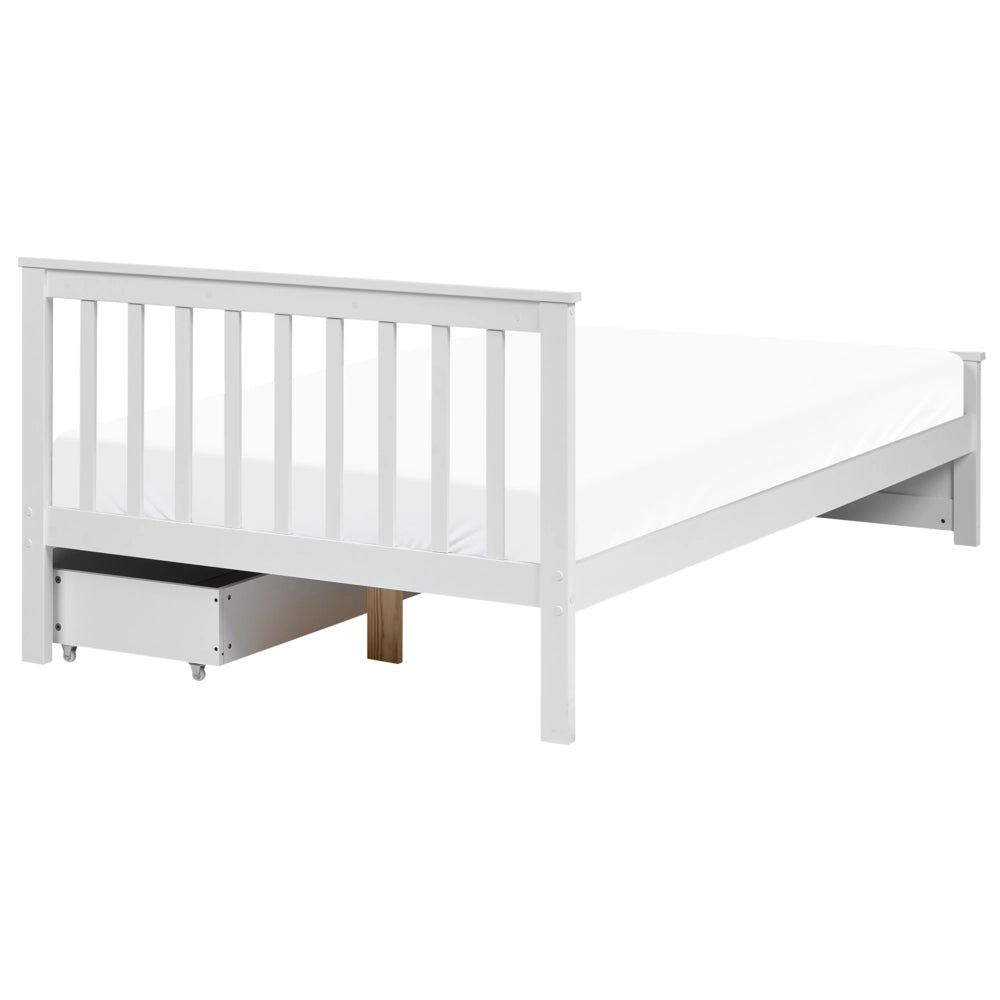 Letto con rete bianca in MDF di pino, con 2 cassetti, testiera minimalista, 120 x 200 cm