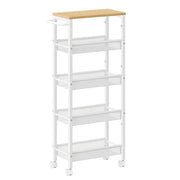 Carrello di servizio ripiano portaoggetti mobile design sottile ruote girevoli a 360° struttura in metallo per cucina soggiorno ufficio bianco 12_0005291