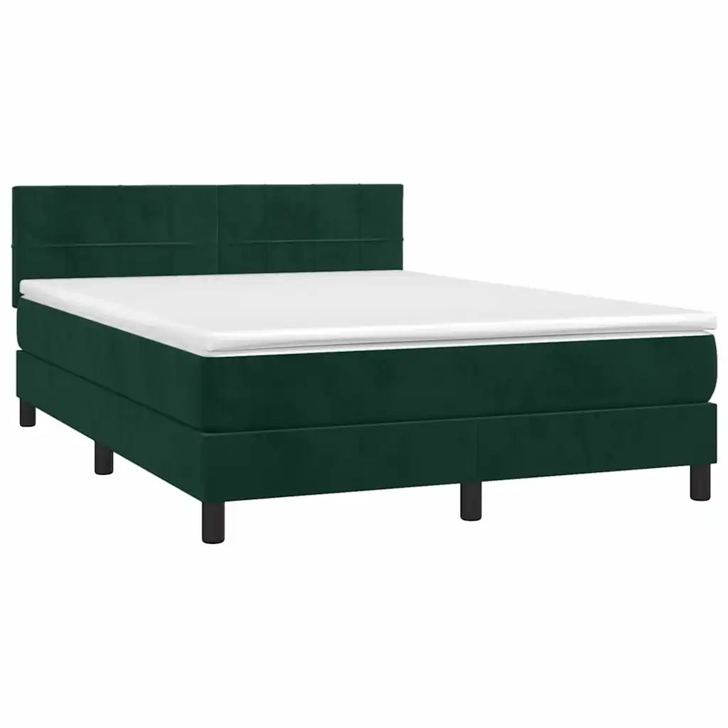 Giroletto a Molle con Materasso Verde Scuro 140x190 cm Vellutocod mxl 123573