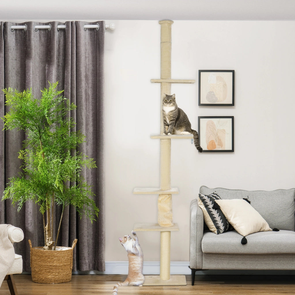 Tiragraffi per gatti ¨C zephmum ¨C 225-275 cm regolabile crema bianco