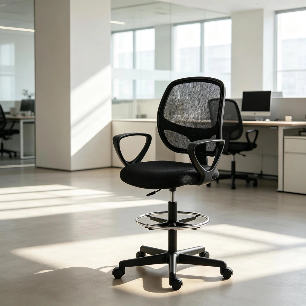 SEDIA DA UFFICIO Ergonomica con poggiapiedi 59x58x103-123 cm Nero