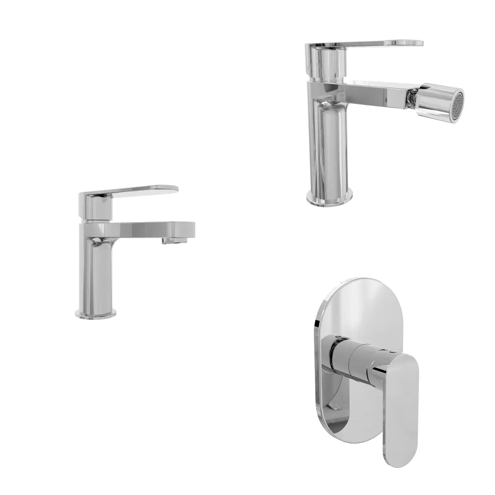 Set miscelatori lavabo 13cm bidet miscelatore doccia monocomando cromato | Margot