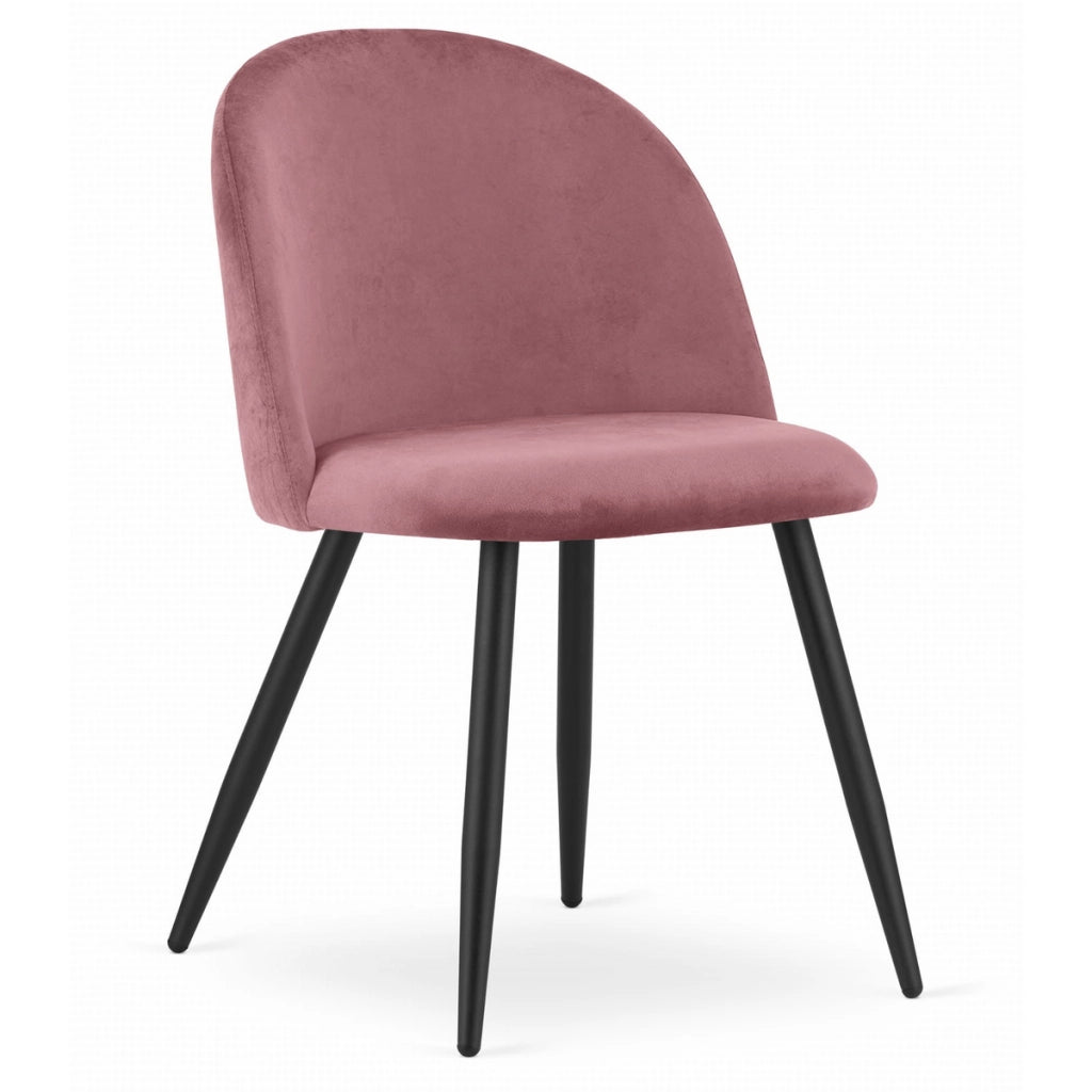 Set di 2 sedie Bello in velluto rosa antico con gambe nere