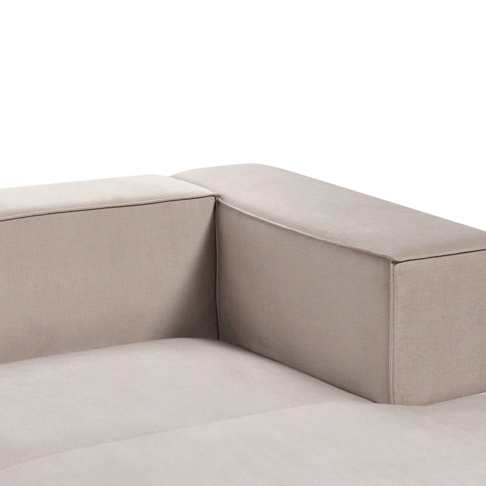 Divano angolare a 2 posti a destra in tessuto grigio talpa con braccioli imbottiti Stile minimalista