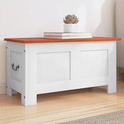 Cassapanca con Coperchio-Baule-Armadietto contenitore Marrone e Bianco Legno Massello Acacia 108555