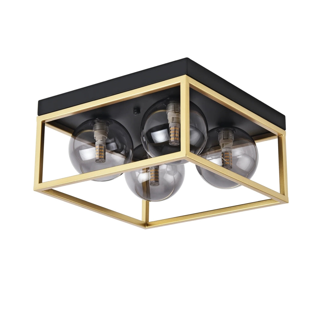 Lampada da soffitto Wattsidnes con 4 attacchi G9 metallo e vetro 15 x 28 x 28 cm nero e oro 03_0010270