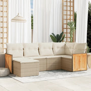 Set Divano da Giardino 6 pz con Cuscini Beige in Polyrattan 3227857
