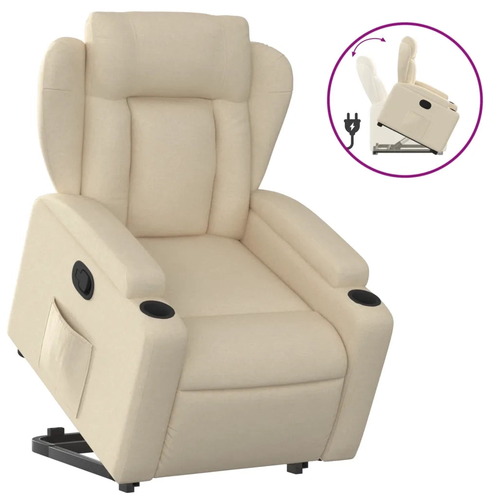 Poltrona Alzapersona Reclinabile Crema in Tessuto 3204491